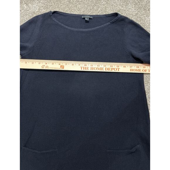 Cos Women’s Small A-line Sweater Knit Tunic Navy Pockets Cotton - Picture 4 of 9